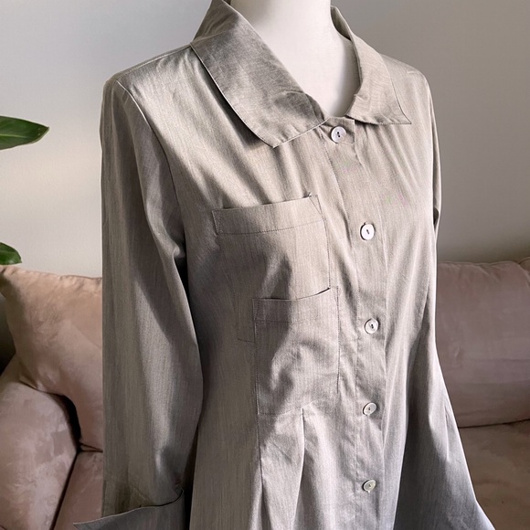 Vince Structured Shirt Dress Button Up Gray - Picture 3 of 10